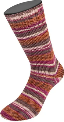 Produktbild von Lana Grossa - Meilenweit 100g Merino Extrafine Soft 4468 rosa natur antikrot fuchsia rost braun gestreift