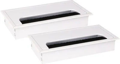 Immagine prodotto di KOTARBAU® Set di 2 passacavi in alluminio 160x80mm per mobili Bianco Scatola per cavi Uscita per cavi Angolare Anodizzato