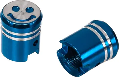Produktbild von Set: 2x Ventilkappe Kolben, Blau eloxiert