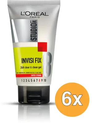 Productafbeelding van 6x L'Oréal Studio Line – Haargel Invisible Fix, supersterk, 8, 150 ml