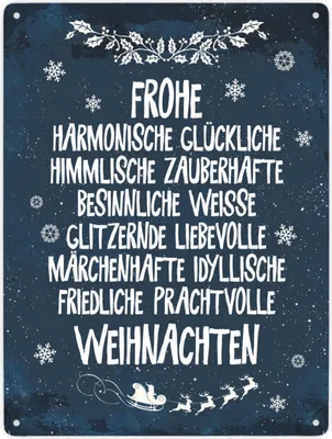 Produktbild von Frohe, besinnliche und friedliche Weihnachten Metallschild XXL Schild