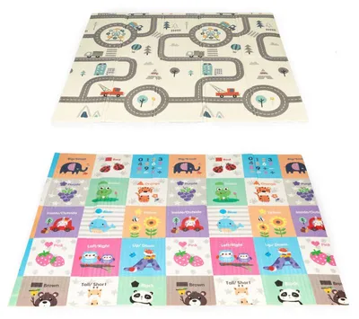 Productafbeelding van ECOTOYS ECOEVA016: Educatieve, dubbelzijdige, opvouwbare speelmat van schuim, 178x198 cm