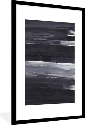 Produktbild von MuchoWow® Gerahmtes Poster Farbe - Abstrakt - Schwarz 60x90 cm - Poster mit Schwarzem Bilderrahmen Wandposter Rahmen Foto Bilder - Dekoration - Wandposter Wohnzimmer - Hochwertig