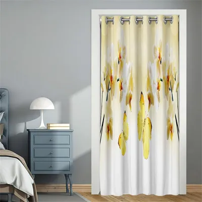 Obrázok produktu pre Záves na dvere, nepriehľadný, s okami, zatemňovací záves, 150x180 cm, farba: biela zlátka