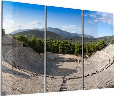 Produktbild von DEQORI Glasbild Echtglas 3x50x100 cm 'Antikes Epidauros' Wandbilder XXL groß