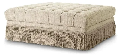Obrázok produktu pre Casa Padrino luxusná stolička Chesterfield krémová 125 x 125 x v. 47 cm - Štvorcová podnožka