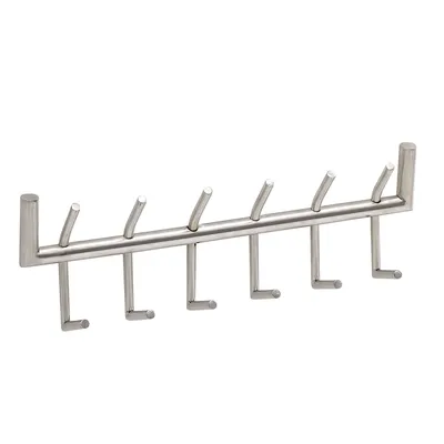 Produktbild von WOHNLING Wandgarderobe Metall Silber 60x19x10 cm Design Flurgarderobe Stahl Hakenleiste Wandpaneel Garderobe Wand Garderobenleiste Flur