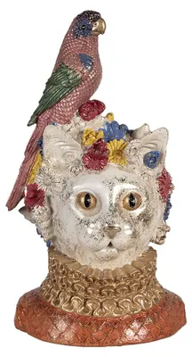 Productafbeelding van Clayre & Eef Decoratieve figuur Kat, 24x21x40 cm, wit, kunststof