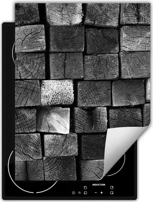 Produktbild von DarHaus Herdabdeckplatte Einteilig Küche Abdeckplatte für Glaskeramikfeld Abdeckung Induktionskochfeld Aufrollbare Matte 40x52 cm, grau - Holz