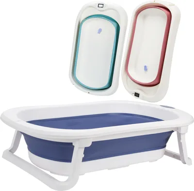 Produktbild von Aopunly Baby Badewanne Neugeborenen Faltbare Babywanne Kinderbadewanne Temperatur-Sensor,Blau