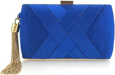 Image de Bleu Royal Femme Pochette de soirée Sac à main élégant Sac à chaîne avec pendentif glands pour mariage