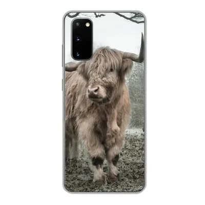 Produktbild von MuchoWow® Handyhülle Schutzhülle Hülle für Samsung Galaxy S20 Schottischer Highlander - Wald - Nebel - Kuh - Tiere - Natur Silikon Softcase Handy Hülle - Bild