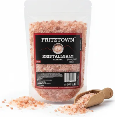 Produktbild von FRITZTOWN® Kristallsalz bekannt als Salz Dark Pink 2-5mm grob 900g