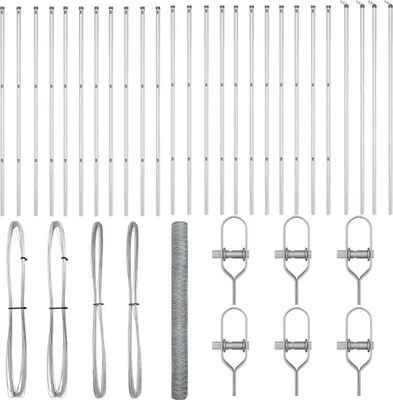 Produktbild von vidaXL Bodenmontierter Sechseckzaun 50 x 1,6 m Verzinkter Stahl Silber