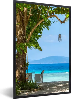 Produktbild von MuchoWow® Gerahmtes Poster Tropisch - Strand - Meer 40x60 cm - Poster mit Schwarzem Bilderrahmen Wandposter Rahmen Foto Bilder - Papierdruck - Wandbilder