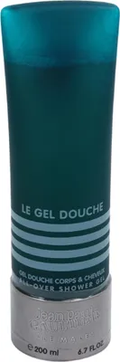A product shot of a bottle of Jean Paul Gaultier Le Male shower gel.