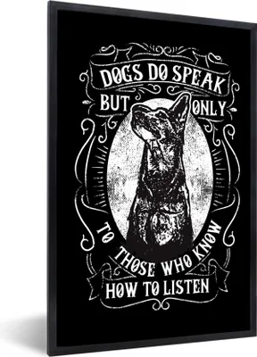 Produktbild von MuchoWow® MuchoWow® Gerahmtes Poster Hund - Retro - Zitat 20x30 cm - Poster mit zchwarzem Bilderrahmen - Drucken - Bilder Poster im Rahmen