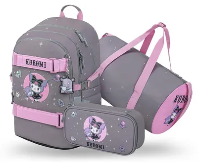 Produktbild von Baagl Schulrucksack Set Mädchen 3 Teilig Schultasche 25 l - Kuromi Grey