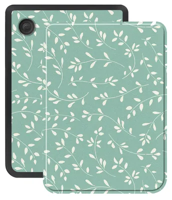 Productafbeelding van imoshion Design Slim Hard Case Bookcase voor de Kobo Clara Colour / BW - Smoke Green Flowers