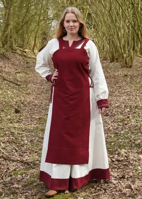 Produktbild von Wikinger Überkleid, Trägerkleid Tinna, weinrot - Baumwolle - Mittelalter LARP Kleid Wikingerkleid Mittelalterkleid Mitte Größe: XXL