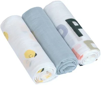 Produktbild von Unyqoos® 3er-Set weiche, atmungsaktive Babytücher 80 x 80 cm – 70% Viskose (Bambus), 30% Baumwolle, als Schmuse-, Spuck- und Pucktuch