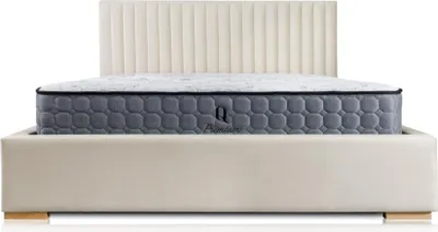 Produktbild von Bett Beige Doppelbett Holz Modern Elegantes Bett Polster Stoff Schlafzimmer Neu