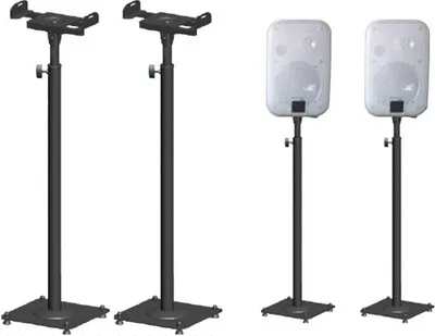 Produktbild von 2 Boxen Lautsprecher Stative - 66-118 cm höhenverstellbar - bis 5 kg belastbar - Boxenständer Ständer für Hifi Heimkino Surround Box - schwarz Modell: BS16BK