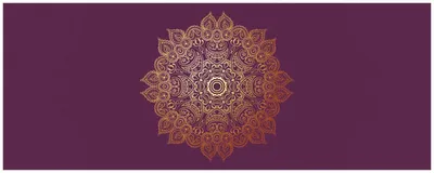 Produktbild von Wallario Premium Glasbild, freischwebende Optik, kräftige Farben, Größe 125 x 50 cm Motiv goldenes Mandala auf violettem Hintergrund