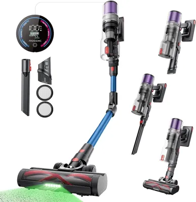 Produktbild von Proscenic P16 Blau Handstaubsauger, 550 W/55 kPa/65 Min Laufzeit, LED,grüne Vertect™-Lampenperlen, mit Anti-Verhedderung-Bürste,geeignet für Tierhaare