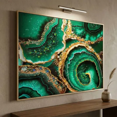 Immagine prodotto di Mauro Ferretti, affresco murale, "Smeraldi", 82x4x62 cm, verde e oro