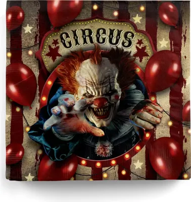 Produktbild von Horrorclown Circus Papier Servietten für Halloween 12 St.