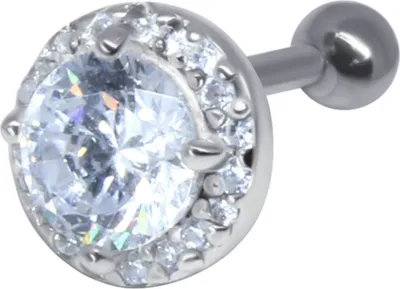 Produktbild von Ohrring Helix Ohrpiercing 925 Sterling Silber mit Zirkoniasteinen in verschiedenen Farben Material - Silber Verschlusskugel - 3 mm