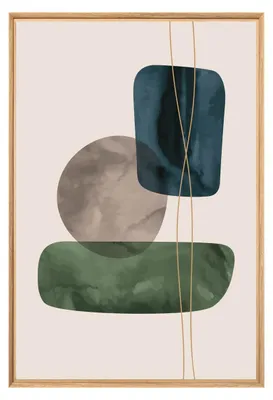 Image de Tableau mural encadré géométrie 65x97 cm, Tableau mural moderne pour décoration intérieure