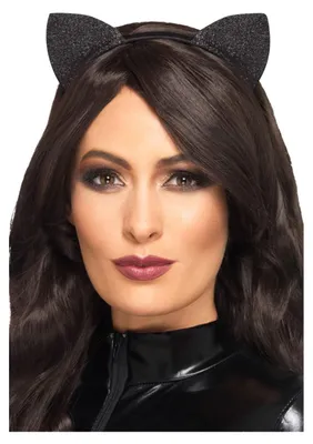 Produktbild von Schwarze Glitter Katzenohren Haarreifen aus Vinyl