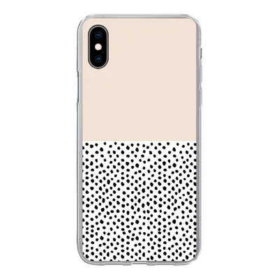 Produktbild von MuchoWow® Handyhülle Schutzhülle Hülle für iPhone Xs Polka dots - Weiß - Schwarz Silikon Softcase Handy Hülle - Handytasche