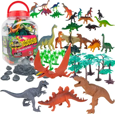 Produktbild von Dinosaurier-Figurenset in einem Behälter - 55 Stück