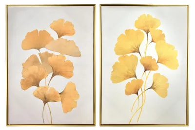 Produktbild von Wandbild Leinwand INGA Goldener Ginkgo 50x70 cm Gold 2er Set