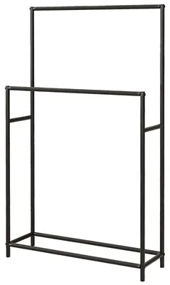 Produktbild von Handtuchhalter freistehend 2 Stangen Metall schwarz 66x20x110cm rostbeständig