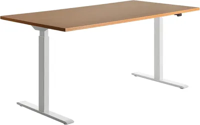 Produktbild von Topstar E-Table elektrisch höhenverstellbarer Schreibtisch buche rechteckig, T-Fuß-Gestell weiß 160,0 x 80,0 cm