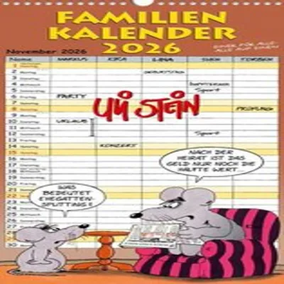Produktbild von Uli Stein Familienkalender 2026: Familienplaner mit 5 Spalten