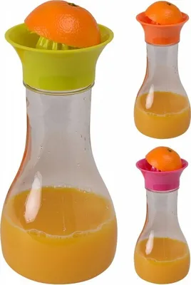 Produktbild von Karaffe mit Zitruspresse und Deckel - Entsafter - Saftpresse - Orangenpresse - Zitronenpresse - Wasserkaraffe - Kanne, Farbe:Orange