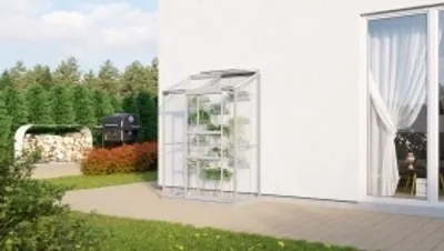 Produktbild von Vitavia Anlehn-Gewächshaus "Styx 900" aluminium eloxiert 0,9 m² 3 mm ESG
