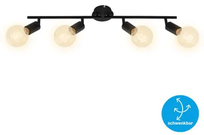 Image de Plafonnier Spot BRILONER LEUCHTEN PEARL, 60 W, IP20, noir, métal, excl. 4x E27, intensité lumineuse variable, 69,5 x 10 x 10,5 cm