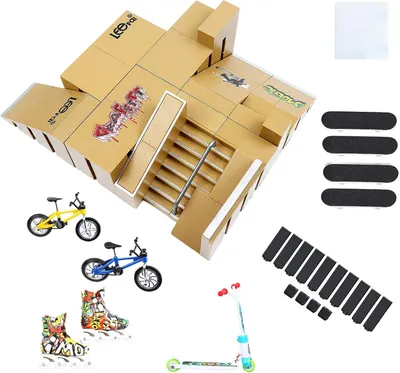 Produktbild von Skatepark Set, 8 Rampen, 4 Finger Skateboards, 2 Fingerbikes, für Kinder