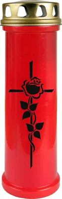 Produktbild von Grabkerze Rot, Brenndauer: 100 Stunden ( 4 Tage ), Motiv: Kreuz