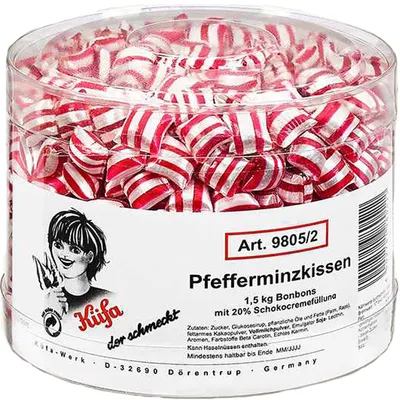 Produktbild von Küfa Pfefferminzkissen Lutschbonbons mit Schokocremefüllung 1500g