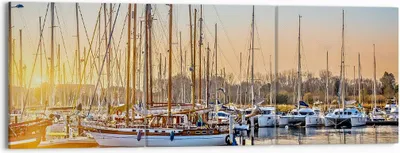 Produktbild von Bild auf Leinwand - Leinwandbild - Katamaran Yacht Anker Ankerplatz - 150x50cm - Wand Bild - Wanddeko - Leinwanddruck - Bilder - Kunstdruck - Leinwand bilder - Wandkunst - CA150x50-3162