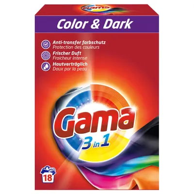 Produktbild von Gama Waschpulver Color & Dark 3in1 für 18 WL Waschmittel 1,08kg (1er Pack)