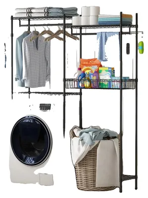 Obrázek produktu pro Regálový systém, čtyřpatrový design, nastavitelný organizér, černá barva