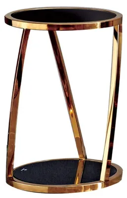 Produktbild von Casa Padrino Luxus Beistelltisch Gold / Schwarz Ø 35 x H. 50 cm - Runder Edelstahl Blumentisch mit getönten Glasplatten - Wohnzimmer Möbel - Luxus Möbel